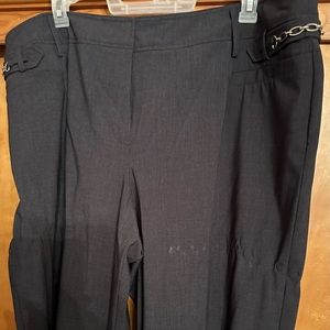 CJ Banks grey dress pants with side chain embellishment.